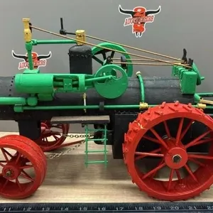 Homemade Wooden Folk Art Case Steam Tractor.