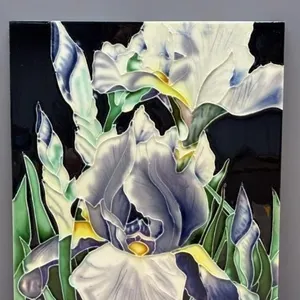 Iris Flower Ceramic Tile Wall Decor. 10.5” x