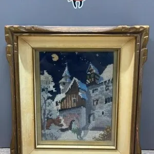Antique Framed Petit Point Picture. T. Eaton. Co.
