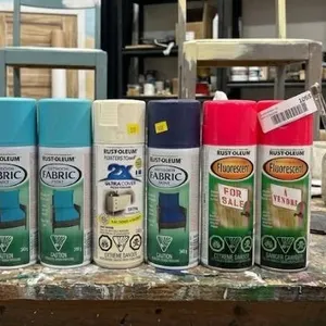 Lot of Assorted Rust-Oleum Spray Paints Including Outdoor Fabric and Fluorescent, 340-312 mL