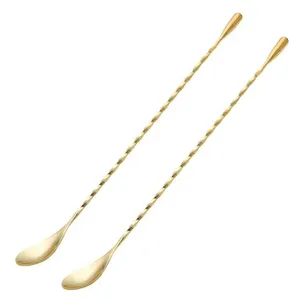 Briout 2-Piece 12-Inch Gold Shaker Bar Spoon Set