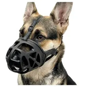 BARKLESS Dog Muzzle, Basket Muzzle for Large Dogs (Size L, Black)