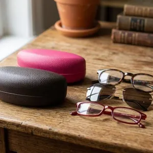Lot of 2 Eyeglasses and Sunglasses Cases â€“ Brown and Pink