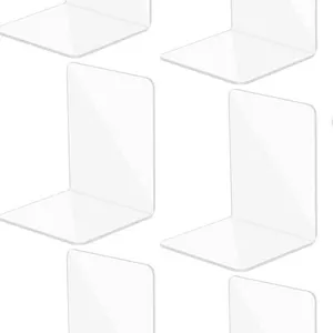 JIANTA 3 Pairs Acrylic Book Ends, Clear Acrylic Bookends for Book Shelves, Plastic Book Ends Desktop