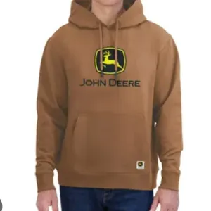 John Deere Brown Hoodie with Green and Yellow Logo, XL/TG