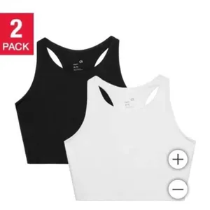 GapFit 2-Pack Tank Bra, Size XL/TG, White and Black