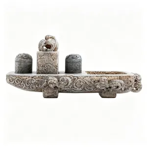 HARDSTONE 'EMPRESS SEAL' SCHOLAR'S DESK SET