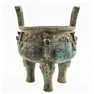 CHINESE ARCHAIZING BRONZE TRIPOD DING CENSER