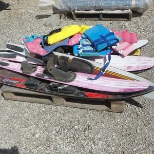 Pallet of Water Skis and Life Jackets