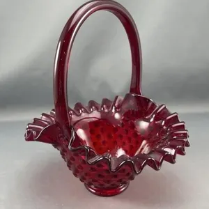 Ruby Red Glass Basket
