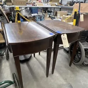 2 Pcs - Wooden Drop Leaf End Tables