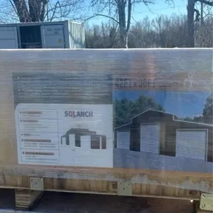 42x30 ft Triple Garage Shed, Galvanized Steel, 3 R