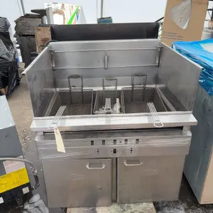 Commercial Stainless Steel Triple‑Basket Deep Fryer w/ Cabinet Base