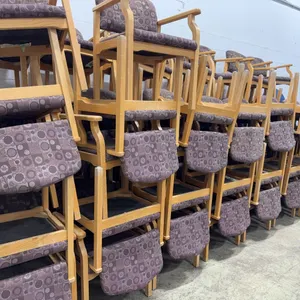 Large Lot of Stacking Wooden Upholstered Chairs – Commercial Grade