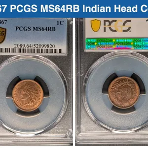 1867 PCGS MS64RB Indian Head Cent