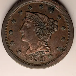 1852 Braided Hair Large Cent Coin