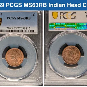 1869 PCGS MS63RB Indian Head Cent