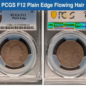 1795 PCGS F12 Plain Edge Flowing Hair Cent Coin