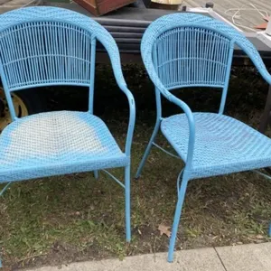 2 - Blue Wicker Chairs