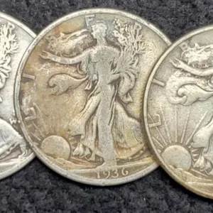(3) W. Liberty Half Dollars: 1936-S, 44-D, 45