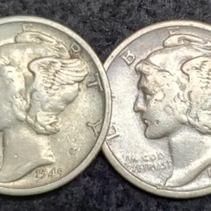(2) 1945-S M. Dimes: Micro S & Standard
