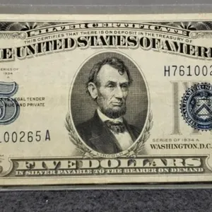 1934A $5 Silver Certificate XF
