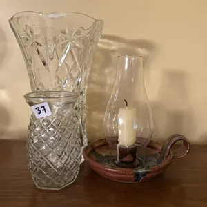 Initialed Pottery Candle Lot
