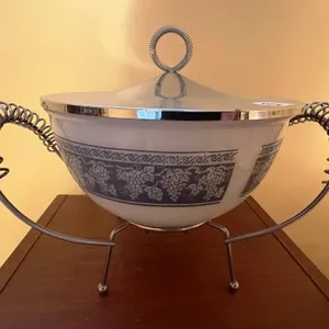 Retro Fire King Dish on Stand