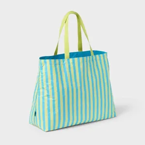 Open Story BlueLime Reversible Tote Bag