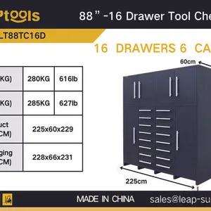 LEAPtools LT88TC16D 2250 mm 16-Drawer Tool Cabinet (Unused)