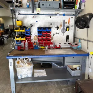 SHOP BENCH WITH PARTS BINS & PARTS