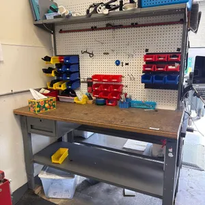SHOP BENCH WITH PARTS BINS & PARTS