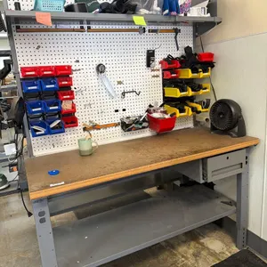 SHOP BENCH WITH PARTS BINS & PARTS