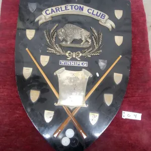 Carleton Club Winnipeg Billiard Championship Shield Trophy Plaque, Presented by H.M. Agnew 1930
