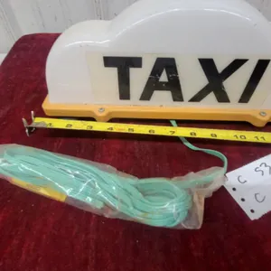 Taxi Roof Light Sign with Yellow Base and Green Wiring Cable, Approx 12" Length