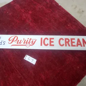 Silverwood's Purity Ice Cream Porcelain Door Bar 3 x 32" Vintage