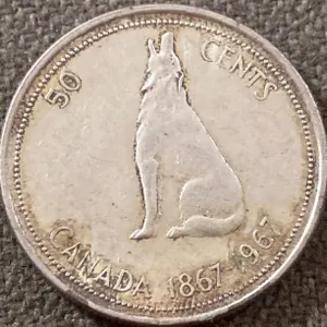 1967 Canadian Centennial 50 Cent Coin 80% Silver 11.66 Grams