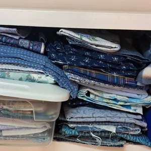 Assorted Blue Coloured Fabric Pieces