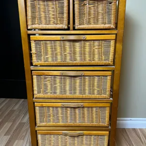Wood Framed Wicker Chest of Drawers