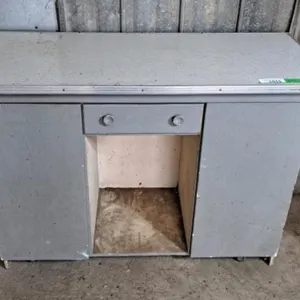 Vintage garage cabinet on wheels