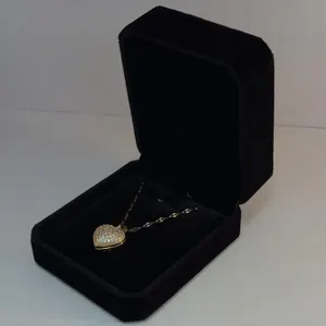 New 14K Gold Plated 20.0mm Diamond Heart Locket