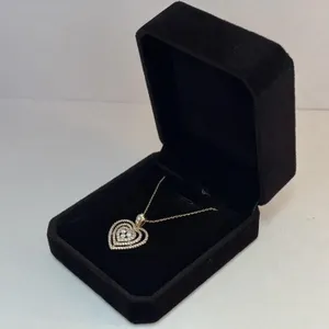 New 18K Gold Plated 24.0mm Diamond Heart Necklace