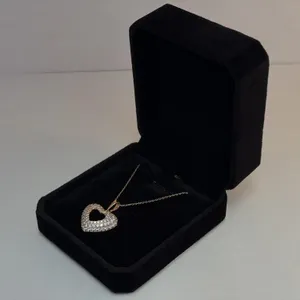 New 18K Gold Plated 25.0mm Diamond Heart Necklace