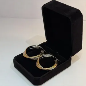New 14K Gold & Platinum Plated 34.0mm Hoop Earring
