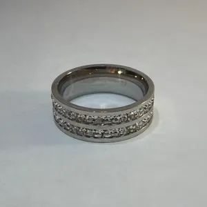 New Platinum Plated 8.0mm Diamond Men�s Ring