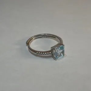 New 925S 1.0 Carat Swiss Blue Topaz Chanel Ring