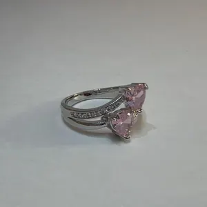 New Platinum Plated 1.0 TCW Pink Diamond Ring
