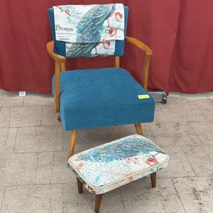 Vintage Style Accent Chairs with Foot Stool -