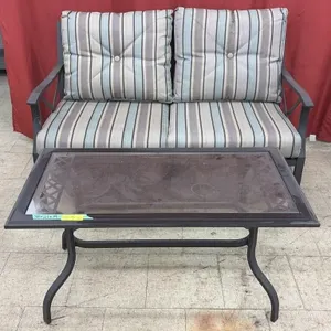 Patio Love Seat with Patio Table - 38x21x19