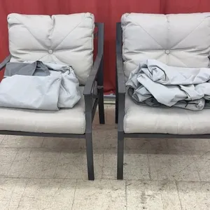 2 Patio Chairs with Cushions and Covers